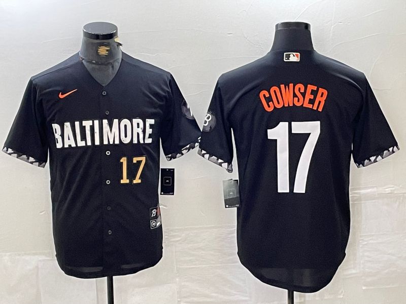Men Baltimore Orioles 17 Cowser Black City Edition Nike 2024 MLB Jersey style 2